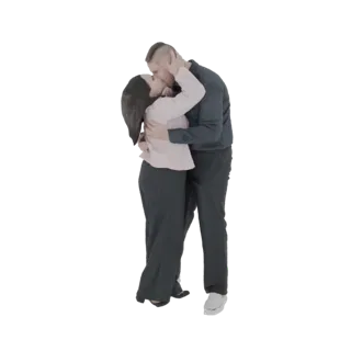 3D модель мужчины и женщины, целующихся, на белом фоне.