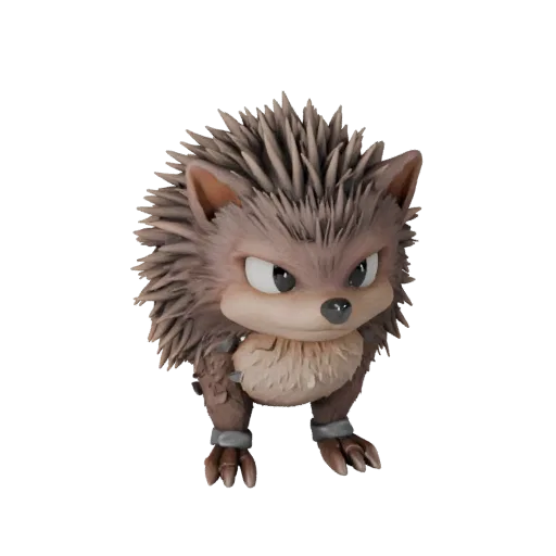 3D-модель ежа STL с высокой полигональностью, изометрический вид, готовая к печати фигурка животного с детализацией поверхнос