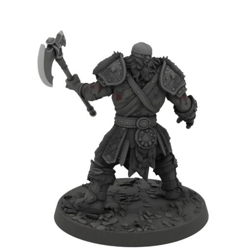 Миниатюра Варвара Темного Фэнтези STL - Атака