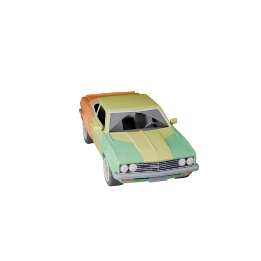 Мультяшный классический автомобиль 3D модель для стилизованных игр PBR ассет