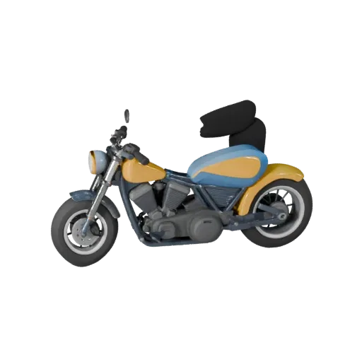 3D-модель круизера в стиле мультфильма, вдохновленная Харлеем, вид в три четверти в студии, стилизованный актив транспортного