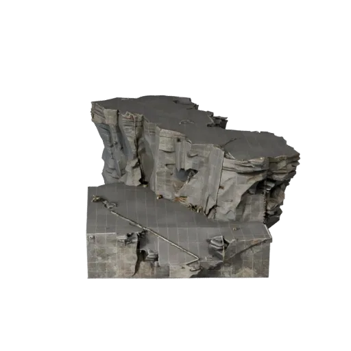 Модульная 3D-модель тропы на уступе скалы, изометрический вид модульного набора, показывающий слоистый камень, скальные повер