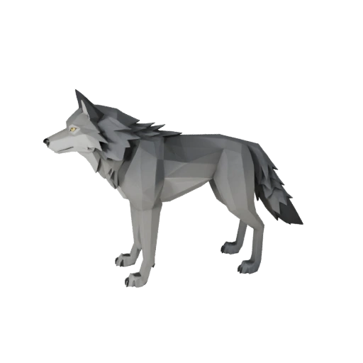 Низкополигональный серый волк 3D модель - Игровой ассет для Unity с FBX | PBR