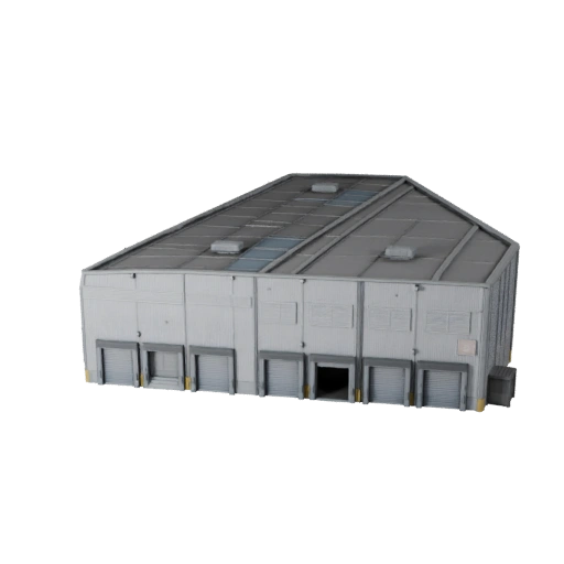 Низкополигональная 3D модель склада для игр в реальном времени и VR