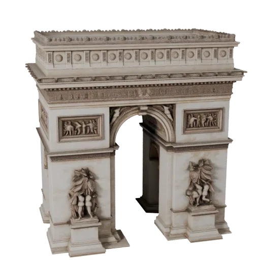 3D модель Триумфальной арки, готовая к использованию в Blender, вид рендера студии Blender, показывающий материалы достоприме