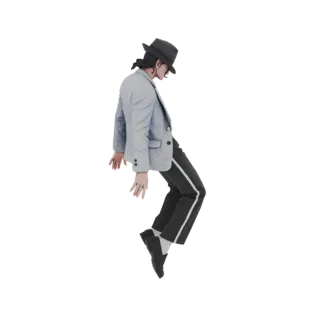 3D модель Майкла Джексона в культовой позе наклона, в светло-голубой куртке и федоре.