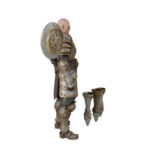 3D модель фэнтезийного бронированного монаха, вид в окне движка, готовый для Unreal Engine ассет в статичной позе; модель бро