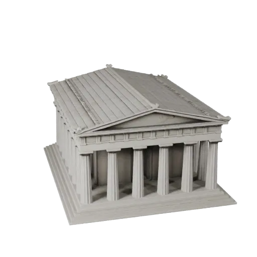 3D модель Парфенона, готовая к использованию в Blender, вид рендера в студии Blender, показывающий материалы достопримечатель