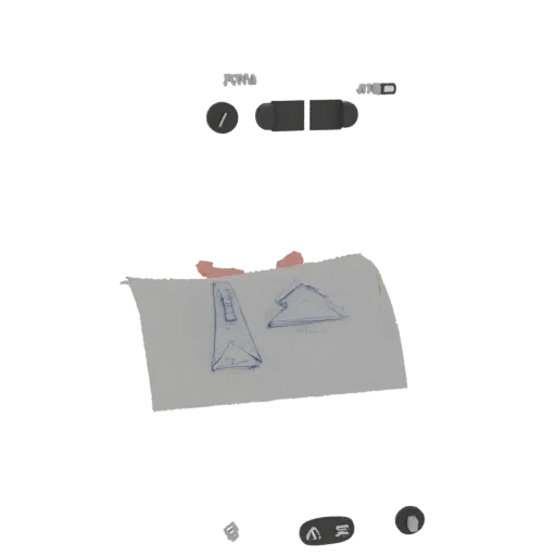 3D модель скетчпада с карандашными набросками геометрических фигур и абстрактных 3D форм.