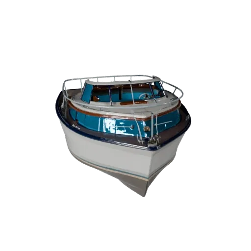 Высокополигональная 3D-модель лодки, студийный вид крупным планом, высокополигональный актив транспортного средства с формой