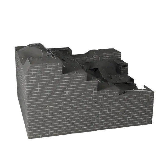 Модульная 3D-модель горного серпантина, изометрический вид модульного набора, показывающий слои почвы, каменные грани.