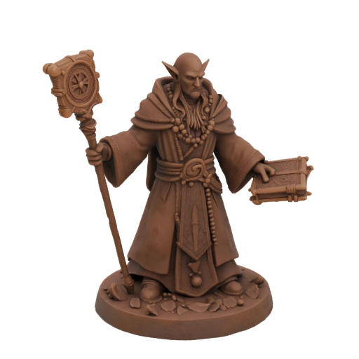 Миниатюра эльфа-волшебника в стиле темного фэнтези STL - Атака