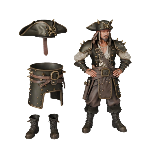 Реалистичная модель пирата - с ригом