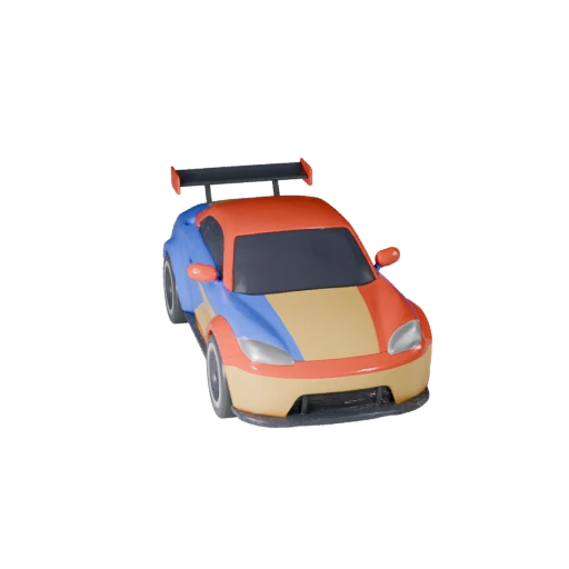 Мультяшный гоночный автомобиль 3D модель для стилизованных игр PBR ресурс