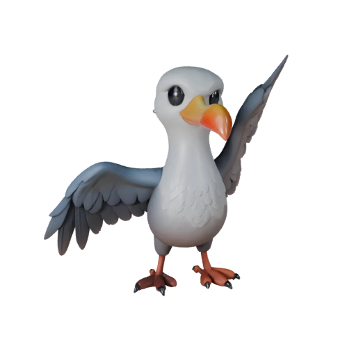 Мультяшный альбатрос 3D модель - стилизованный ассет для анимации | PBR