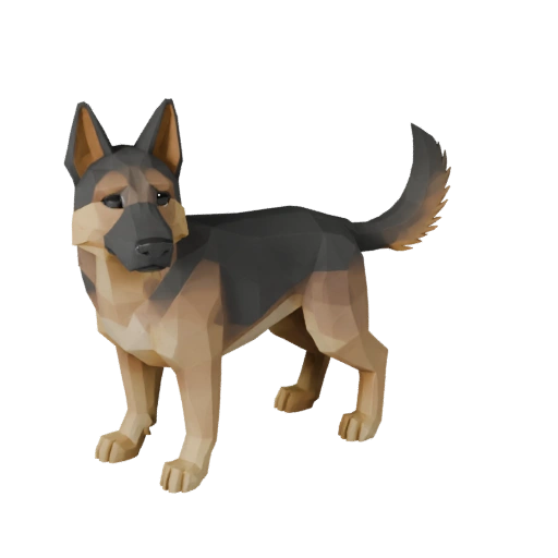 Низкополигональная немецкая овчарка 3D модель - игровой ресурс Unity с FBX