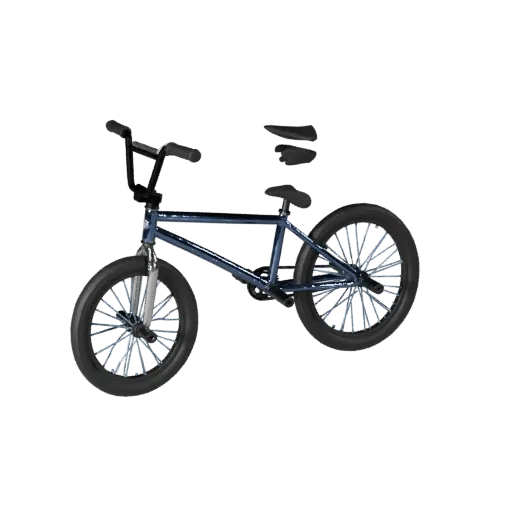 3D модель Bmx Bike, вид из игрового окна в три четверти, готовый к использованию в Unity ассет транспортного средства с балан