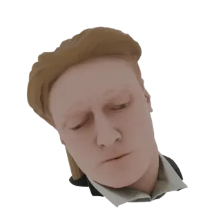3D-рендер бюста мужской головы с закрытыми глазами и меланхоличным выражением, в рубашке с воротником и пиджаке.