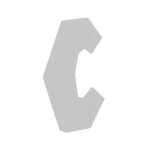 3D-рендер стилизованной геометрической буквы 'C' светло-серого цвета, изолированной на белом фоне.