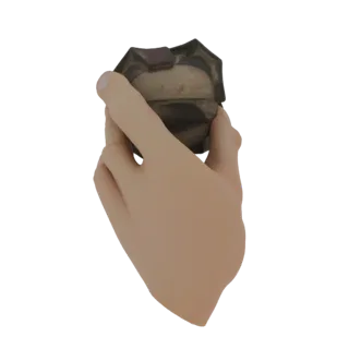 3D модель реалистичной руки, держащей детализированную гранату, пальцы обхватывают корпус.