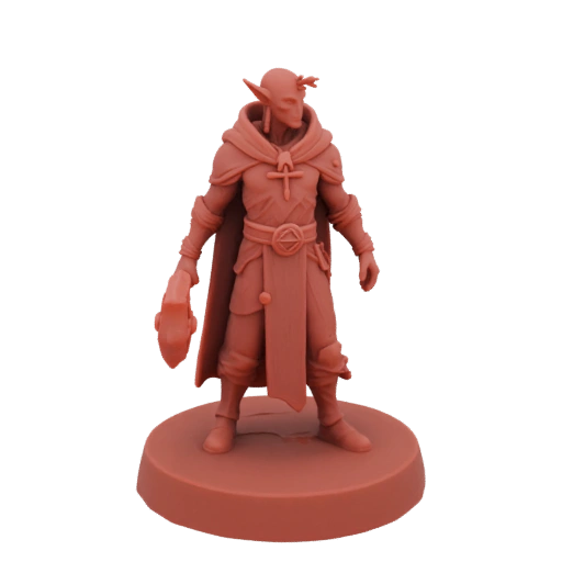 Миниатюра клирика-тифлинга в стиле темного фэнтези STL