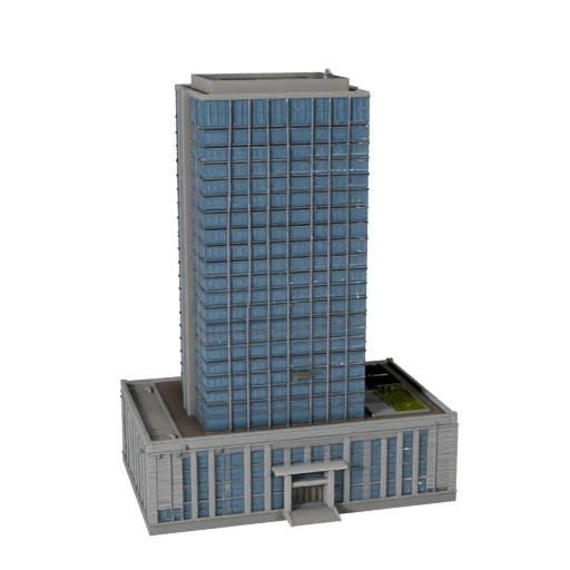 Low Poly Mixed Use Skyscraper 3D Model for Games & VR