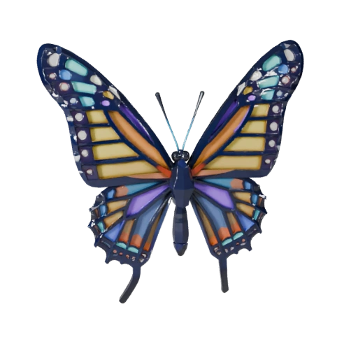 Низкополигональная 3D модель бабочки монарх - игровой ассет для Unity с FBX