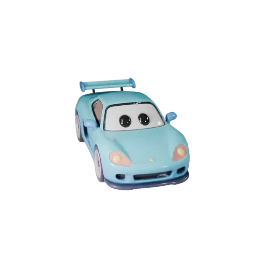 Мультяшный спортивный автомобиль 3D модель для стилизованных игр, PBR ассет