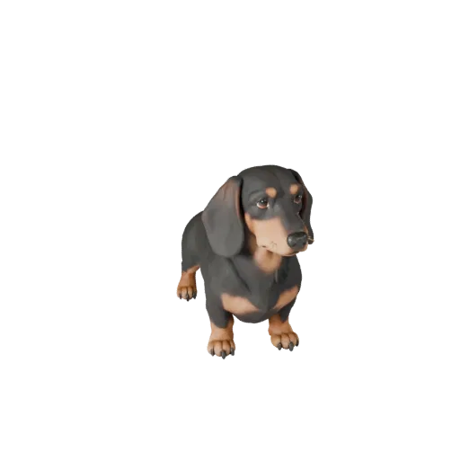 3D модель таксы, рендер дикой природы в профиль, готовый для Blender ассет животного с направлением шерсти, объемом груди, ст