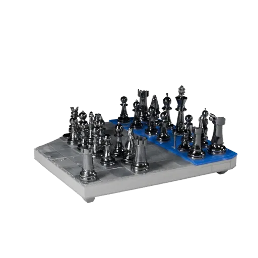 Предварительный просмотр 3D-печатной модели Classic Chess Piece Set STL, показывающий масштаб, вид под углом три четверти
