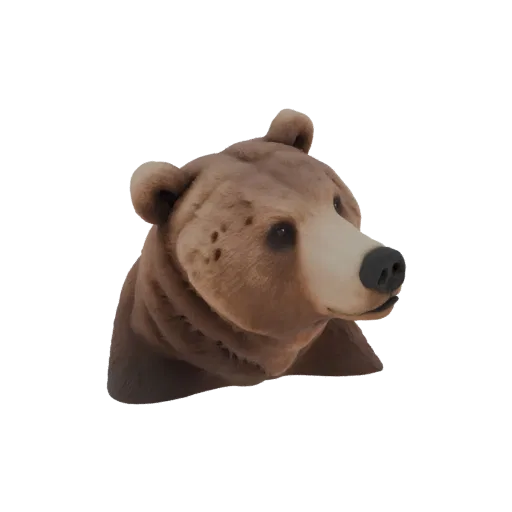 3D модель головы бурого медведя с проработанной шерстью и задумчивым взглядом