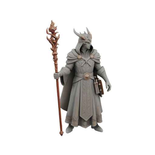 Миниатюра Драконорожденного Волшебника в стиле темного фэнтези STL