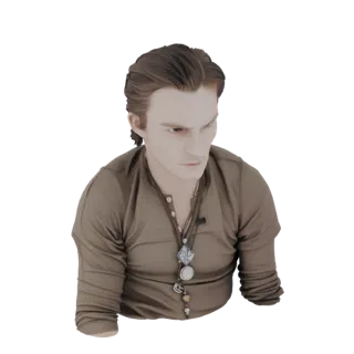 3D модель бюста Натана Дрейка, протагониста серии видеоигр Uncharted, с решительным выражением лица.