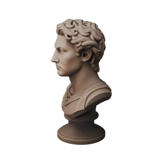 Коллекционная 3D-модель бюста классического существа, превью с лицевыми плоскостями, студийный крупный план