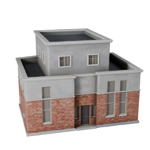 Vorstädtisches Haus 3D-Modell für Unity - Spiel-Asset für Architektur