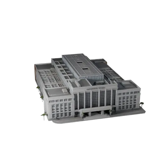 Готовая к использованию в Unity 3D модель конференц-центра, окно просмотра движка Unity, показывающее материалы общественного