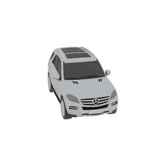 3D модель белого внедорожника Mercedes-Benz ML 350 2006 года, вид спереди и сбоку, на белом фоне.