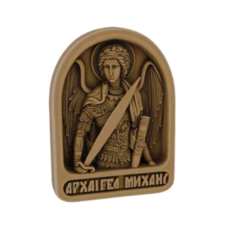 3D модель Архангела Михаила в стиле барельефа, с мечом и в доспехах.