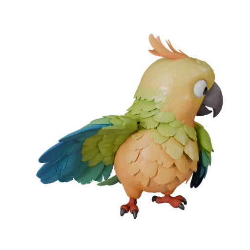 Мультяшный какаду 3D модель - Стилизованный ассет для анимации | PBR
