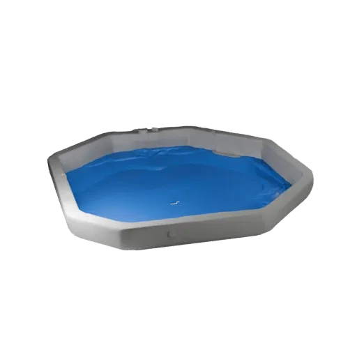 Модульный набор 3D-моделей "Декоративный садовый пруд", изометрический вид модульного набора, показывающий мокрый камень, вод