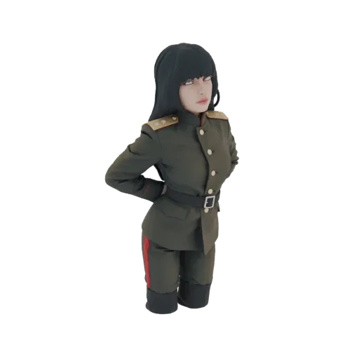 3D модель бюста в детализированной советской военной форме с погонами и ремнем, на белом фоне.