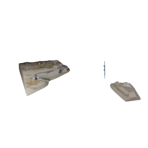 Модульная 3D модель сегмента реки, реалистичная, трехчетвертной рендер окружения, показывающий влажный камень, края воды.
