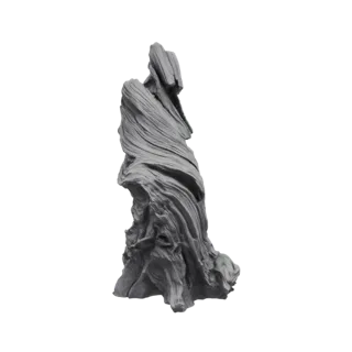 Детализированная 3D модель выветренного, скрученного древнего пня с замысловатыми текстурами древесины.