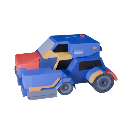 3D модель лунного грузового вездехода - стилизованный низкополигональный игровой ассет