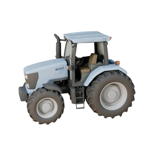 Низкополигональный сельскохозяйственный трактор 3D модель для игр Unity и Unreal