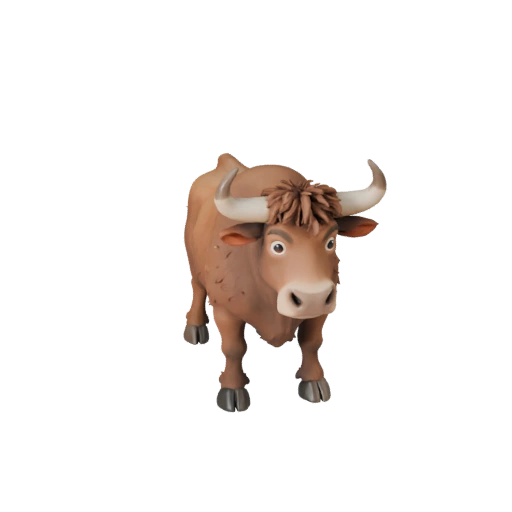 Мультяшный бык 3D модель - Стилизованный ассет для анимации | Бесплатно