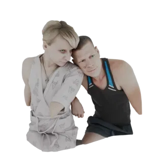 3D модель пары, отдыхающей вместе, женщина опирается головой на плечо мужчины, на белом фоне.