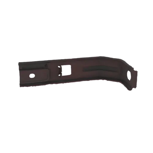 3D модель темного металлического автомобильного кронштейна с крепежными отверстиями и изогнутой формой.