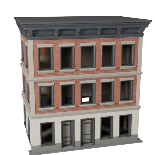 Stylized Modular Street Facade Kit 3D Model - Game Asset