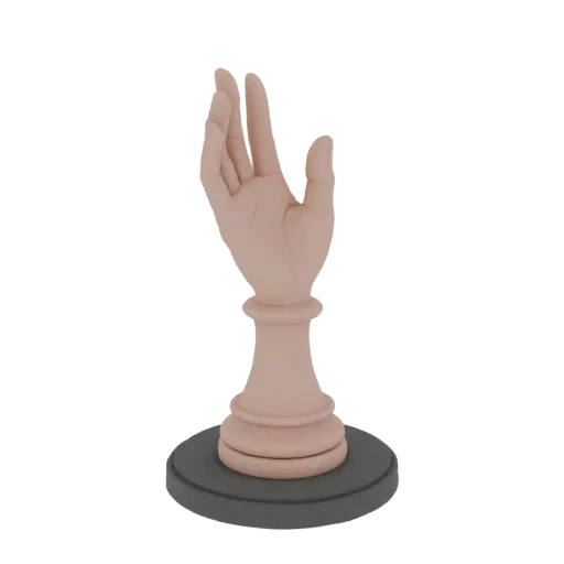 3D модель изящной женской руки, приоткрытой и тянущейся вверх, на круглой подставке